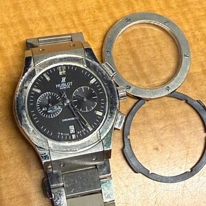 Hublot Geneve Big Bang Chronometer Watch 582888 Parts Repair Silver Black Dial